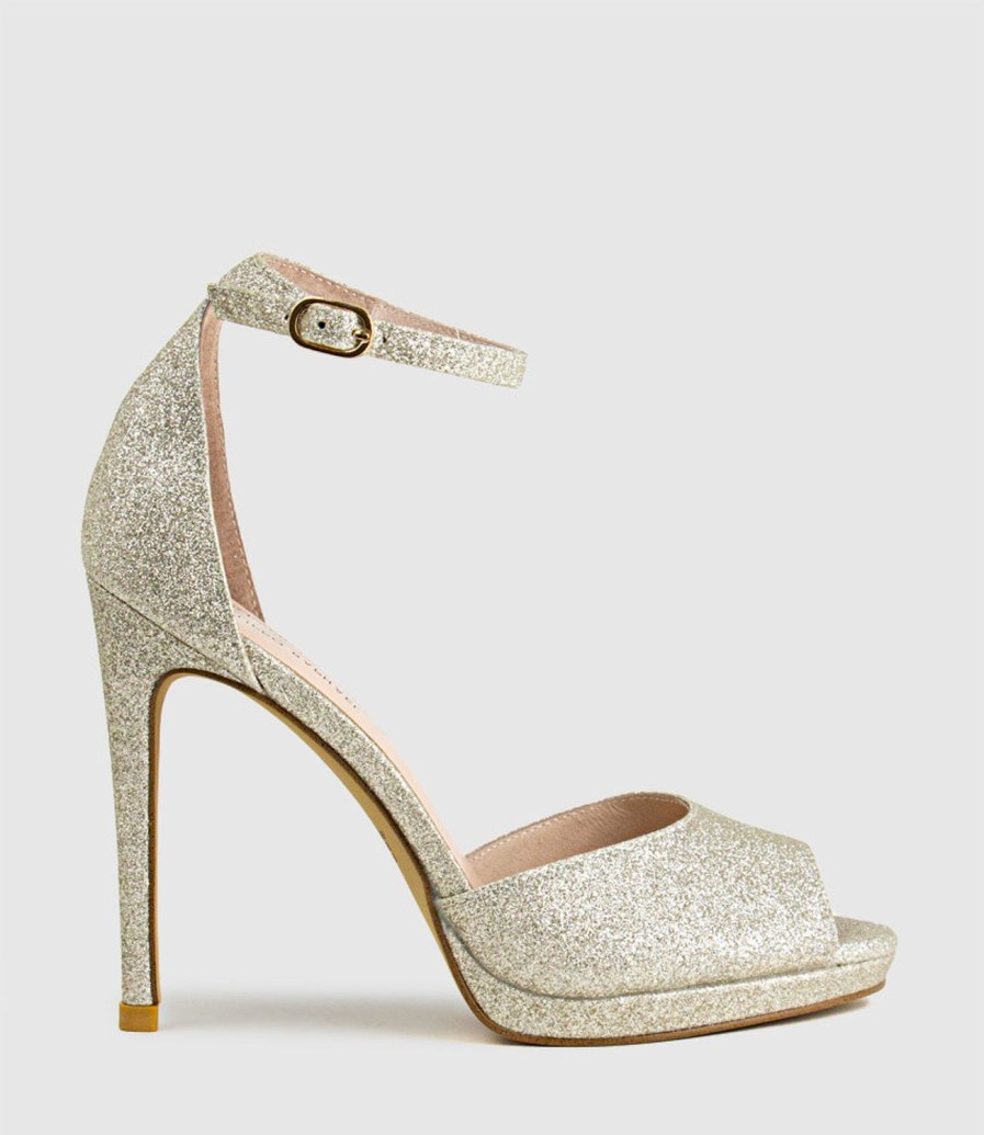 Edward Meller Wren110 Peep Toe Platform Sandal In Platinum Ritz Wholesale