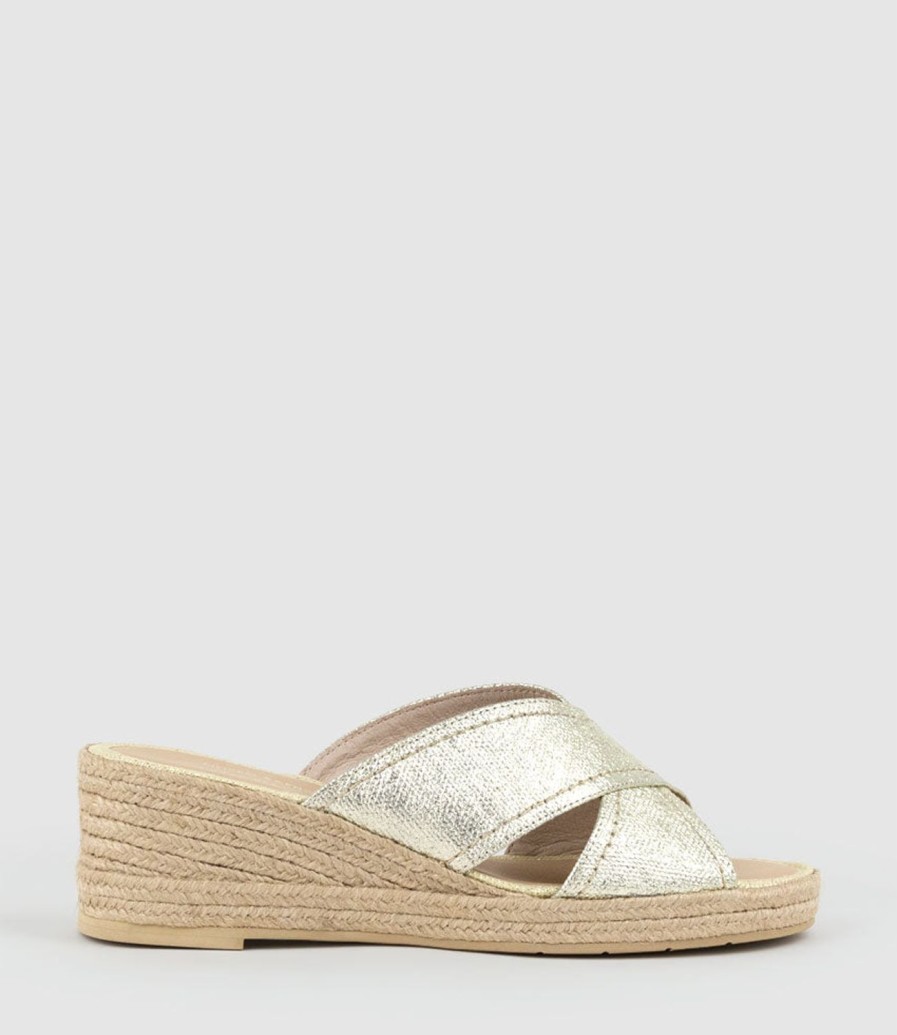 Edward Meller Malina Crossover Slide Espadrille In Platino New