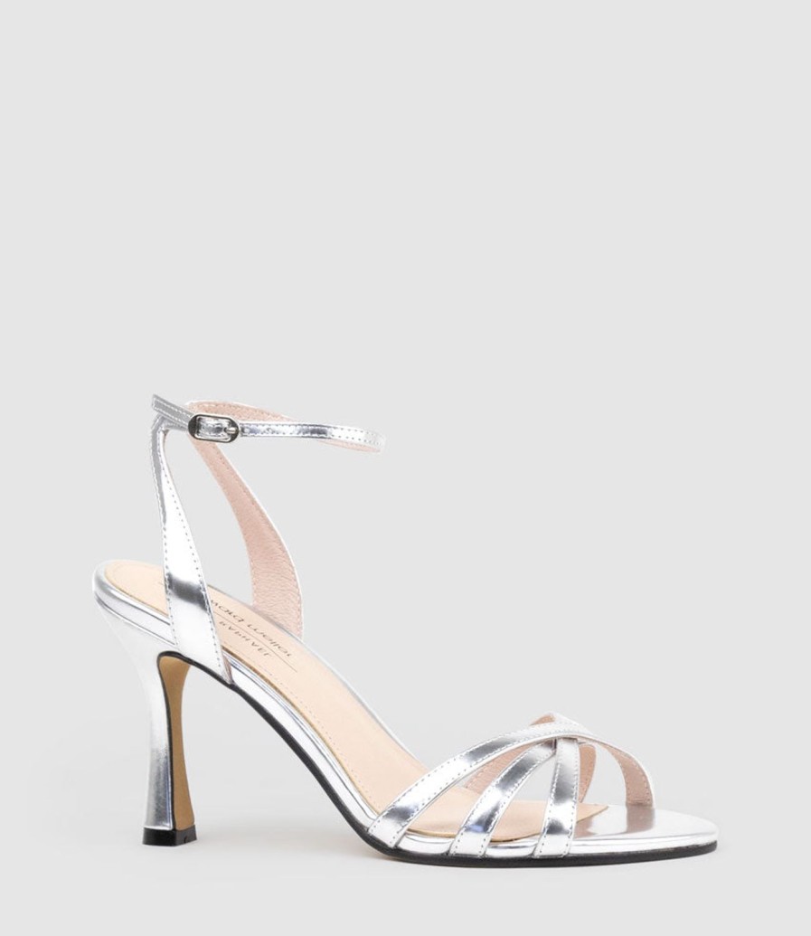 Edward Meller Saige85 Strappy Sandal In Silver Mirror Hot