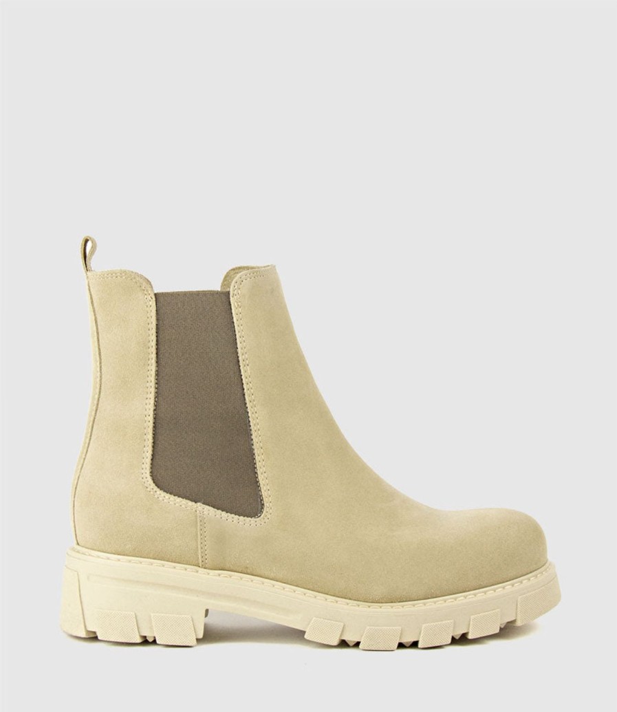 Edward Meller Ashley Chelsea Boot On Lug Sole In Sand Suede Wholesale