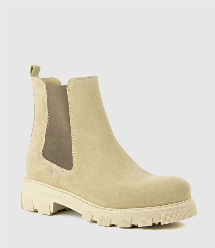 Edward Meller Ashley Chelsea Boot On Lug Sole In Sand Suede Wholesale