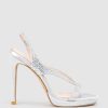 Edward Meller Wonder110 Jewelled Platform Sandal In Silver Satin Clearance