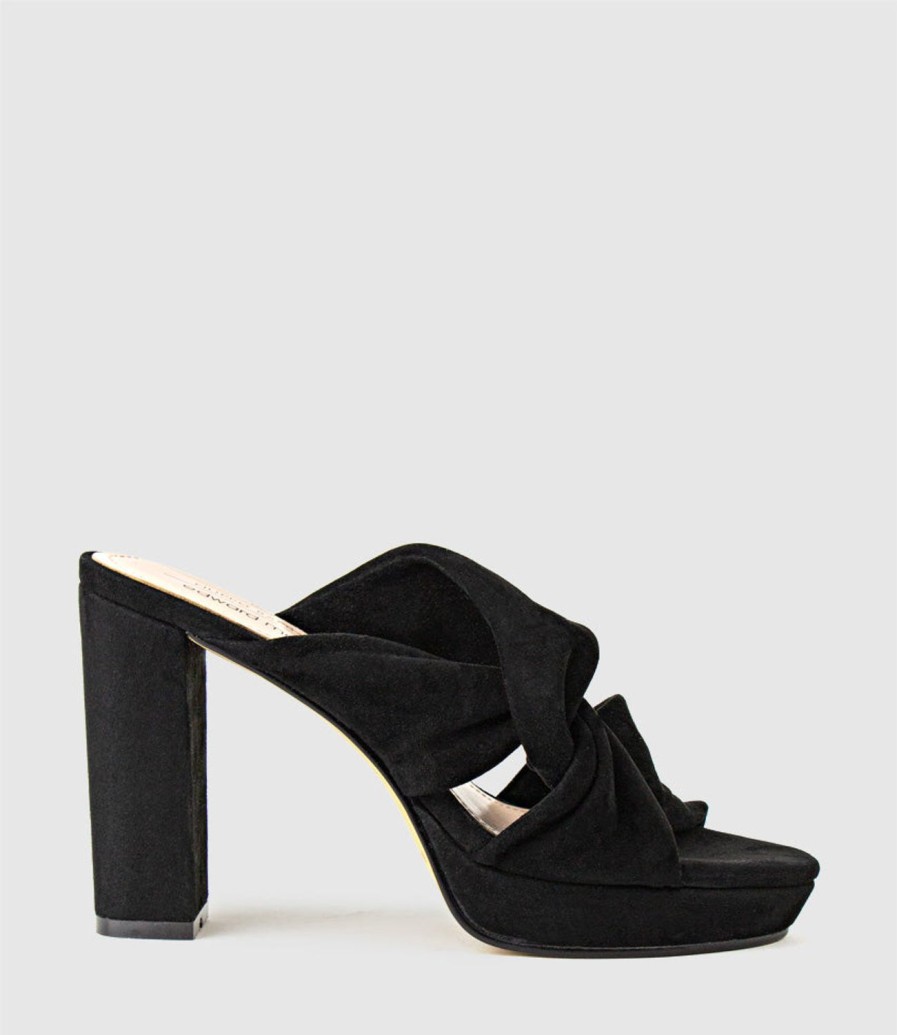 Edward Meller Rilana100 Folded Slide On Platform In Black Suede Wholesale