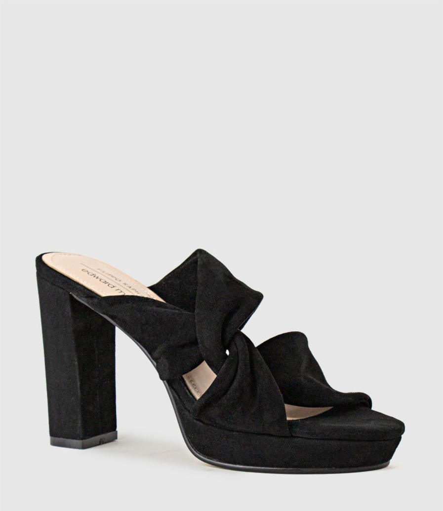 Edward Meller Rilana100 Folded Slide On Platform In Black Suede Wholesale