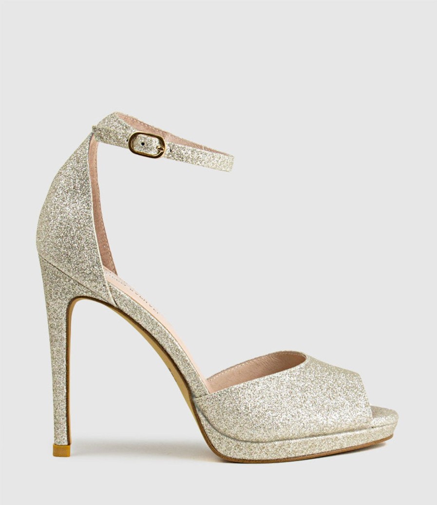 Edward Meller Wren110 Peep Toe Platform Sandal In Platinum Ritz Best