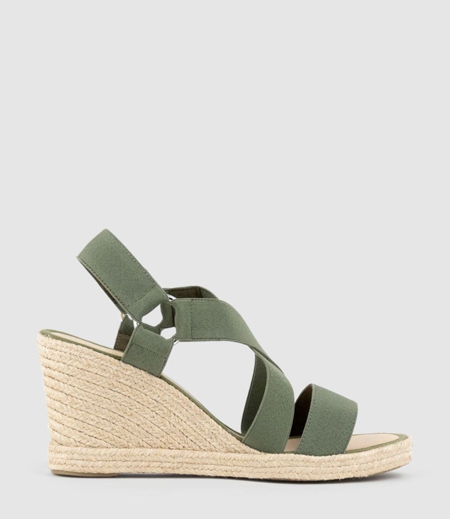 Edward Meller Miria Elastic Crossover Espadrille In Khaki Best