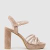 Edward Meller Ria100 Strappy Platform Sandal In Nude Suede Online