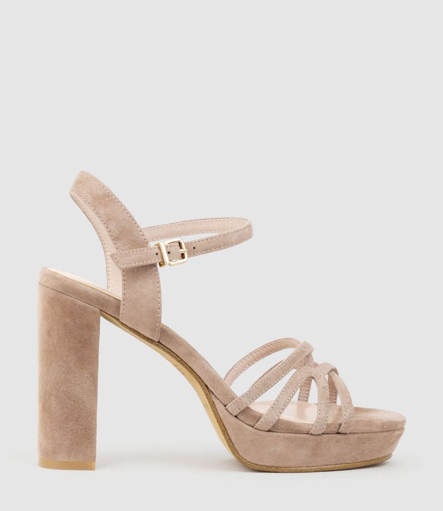 Edward Meller Ria100 Strappy Platform Sandal In Nude Suede Online