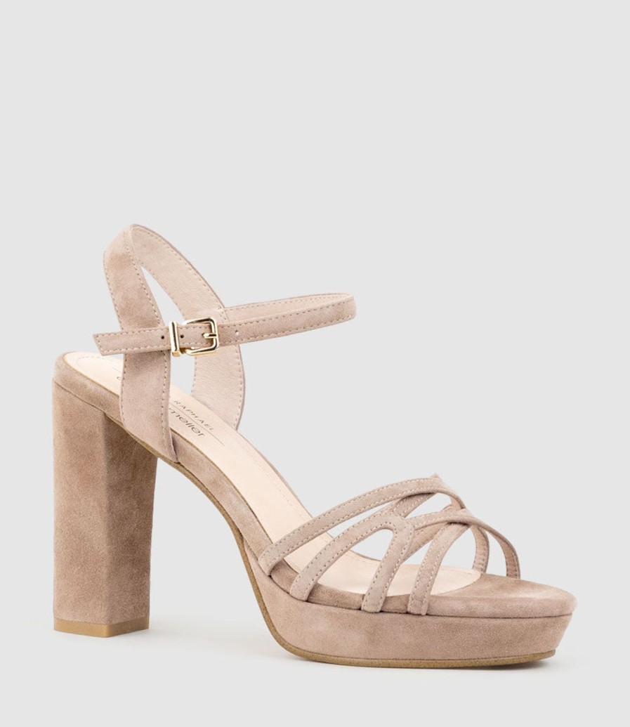 Edward Meller Ria100 Strappy Platform Sandal In Nude Suede Online