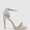 Edward Meller Wistful110 Diamond Band Platform Sandal In Silver Satin Best