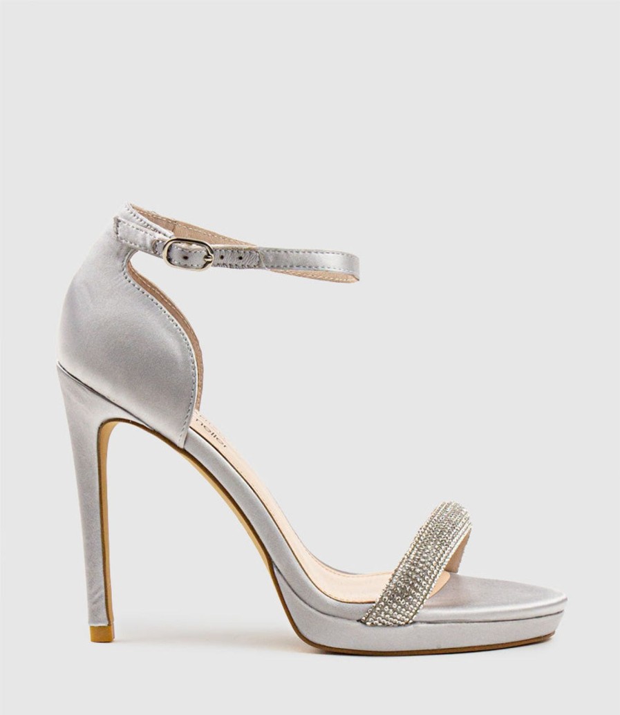 Edward Meller Wistful110 Diamond Band Platform Sandal In Silver Satin Best