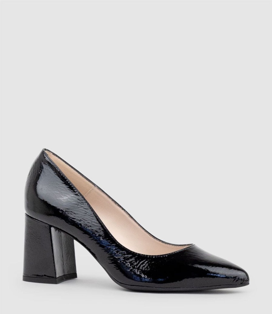 Edward Meller Bryson70 Block Heel Pump In Black Patent Online