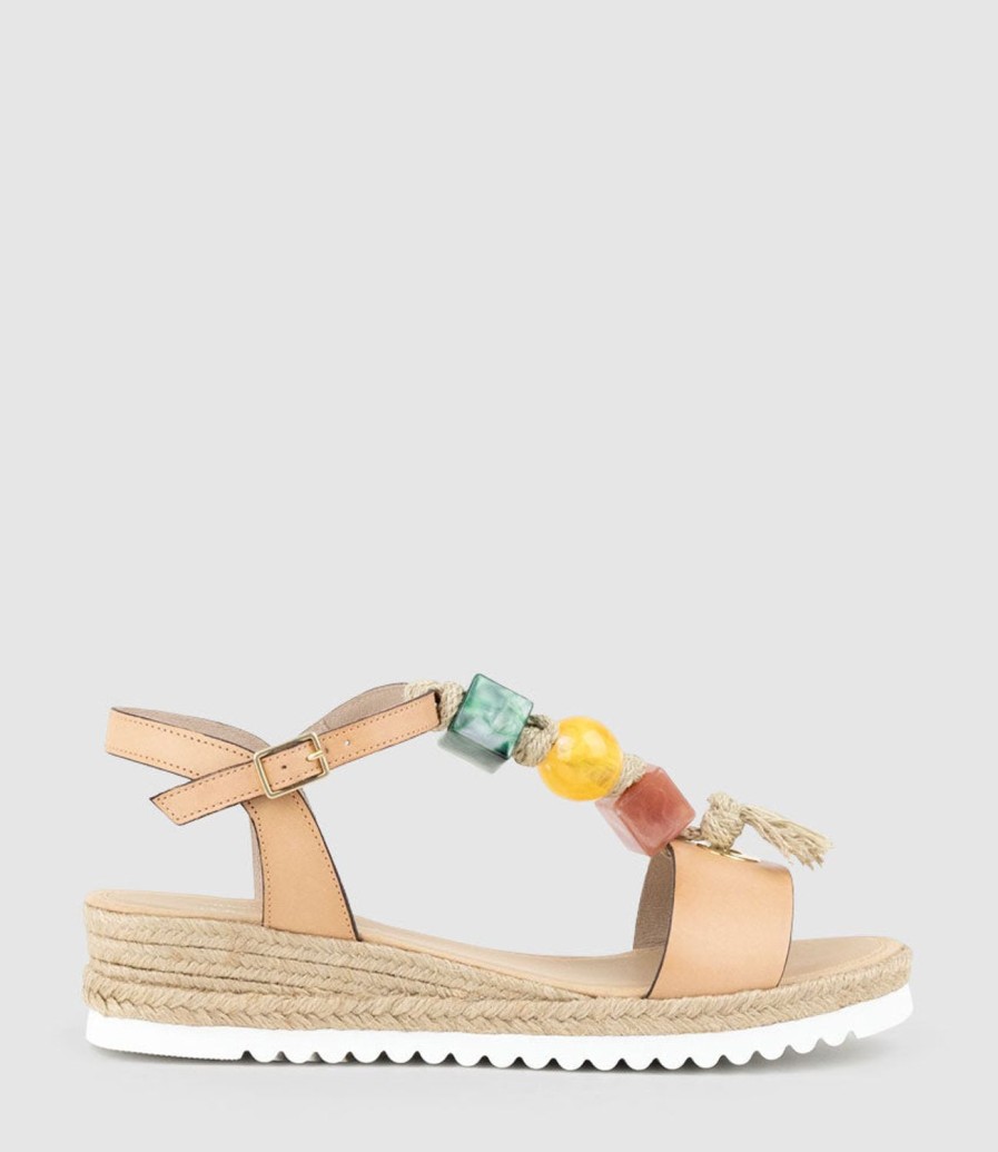 Edward Meller Madia Bauble T Bar Espadrille In Desert Clearance