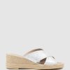 Edward Meller Malina Crossover Slide Espadrille In Silver New