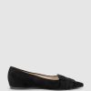 Edward Meller Destraflat Pointed Ballet With Buckle In Black Suede Wholesale