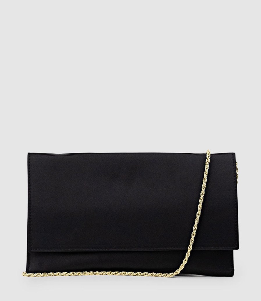 Edward Meller Neve Envelope Clutch In Black Satin Best