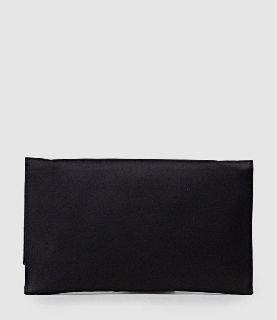 Edward Meller Neve Envelope Clutch In Black Satin Best