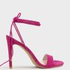 Edward Meller Wisteria100 Ankle Tie Sandal In Hot Pink Suede Best