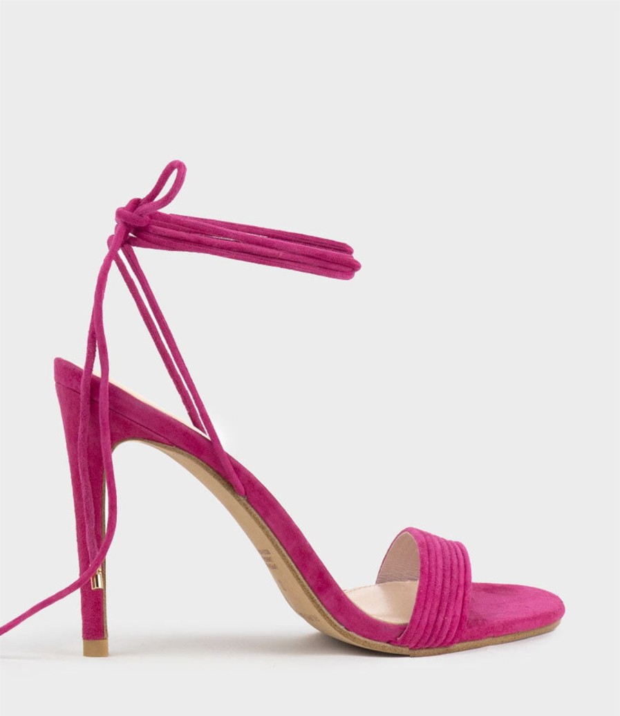 Edward Meller Wisteria100 Ankle Tie Sandal In Hot Pink Suede Best