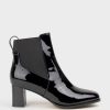 Edward Meller Zappa60 Block Heel Elastic Back Boot In Black Patent Clearance