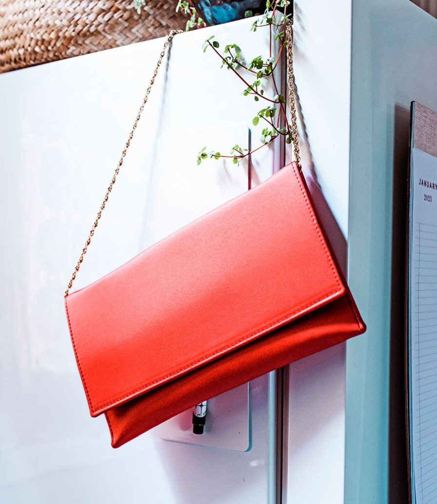 Edward Meller Neve Envelope Clutch In Red Satin Online