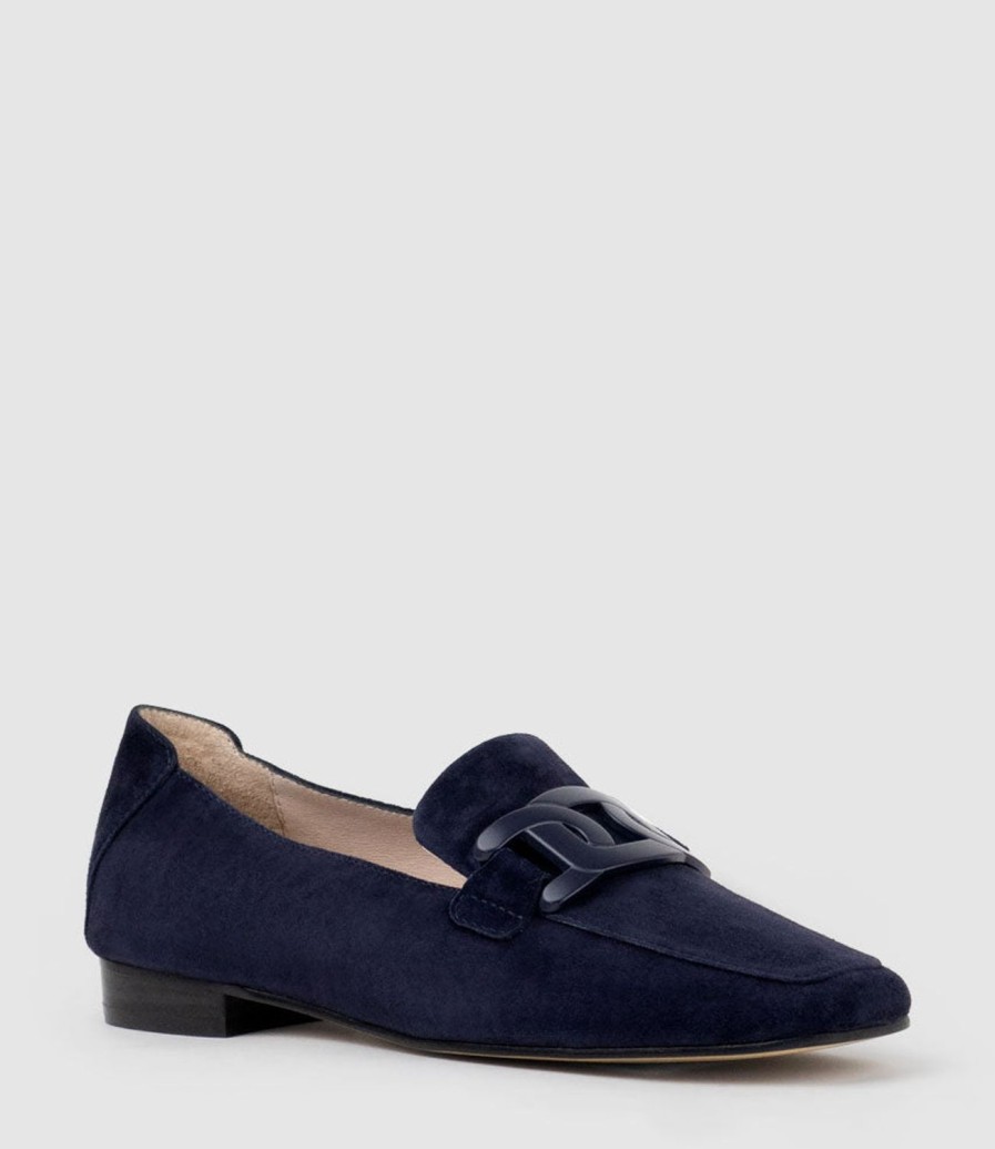 Edward Meller Graded Moccasin With Tonal Hardware In Navy Suede Online