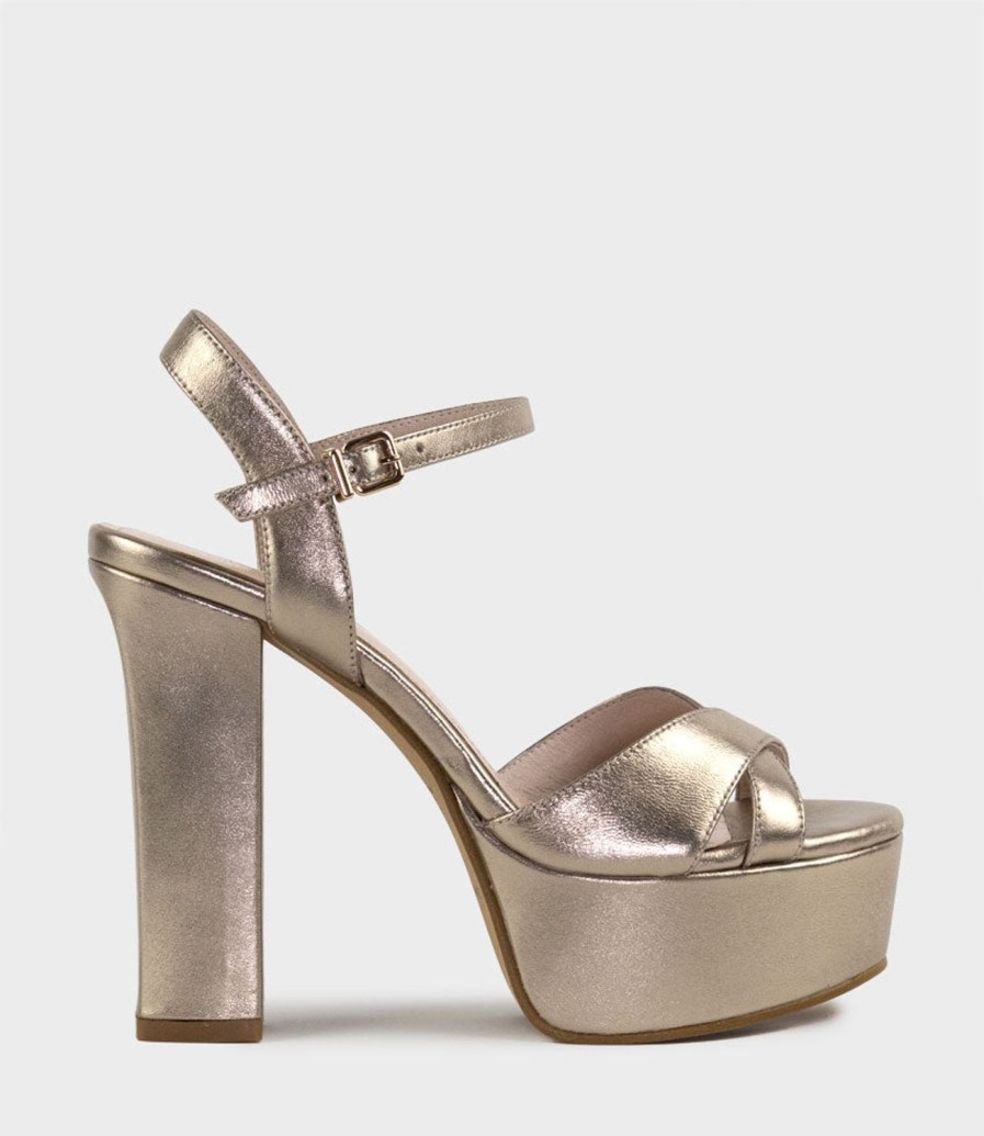 Edward Meller Ramona125 Inverted Crossover Platform Sandal In Rosegold Best