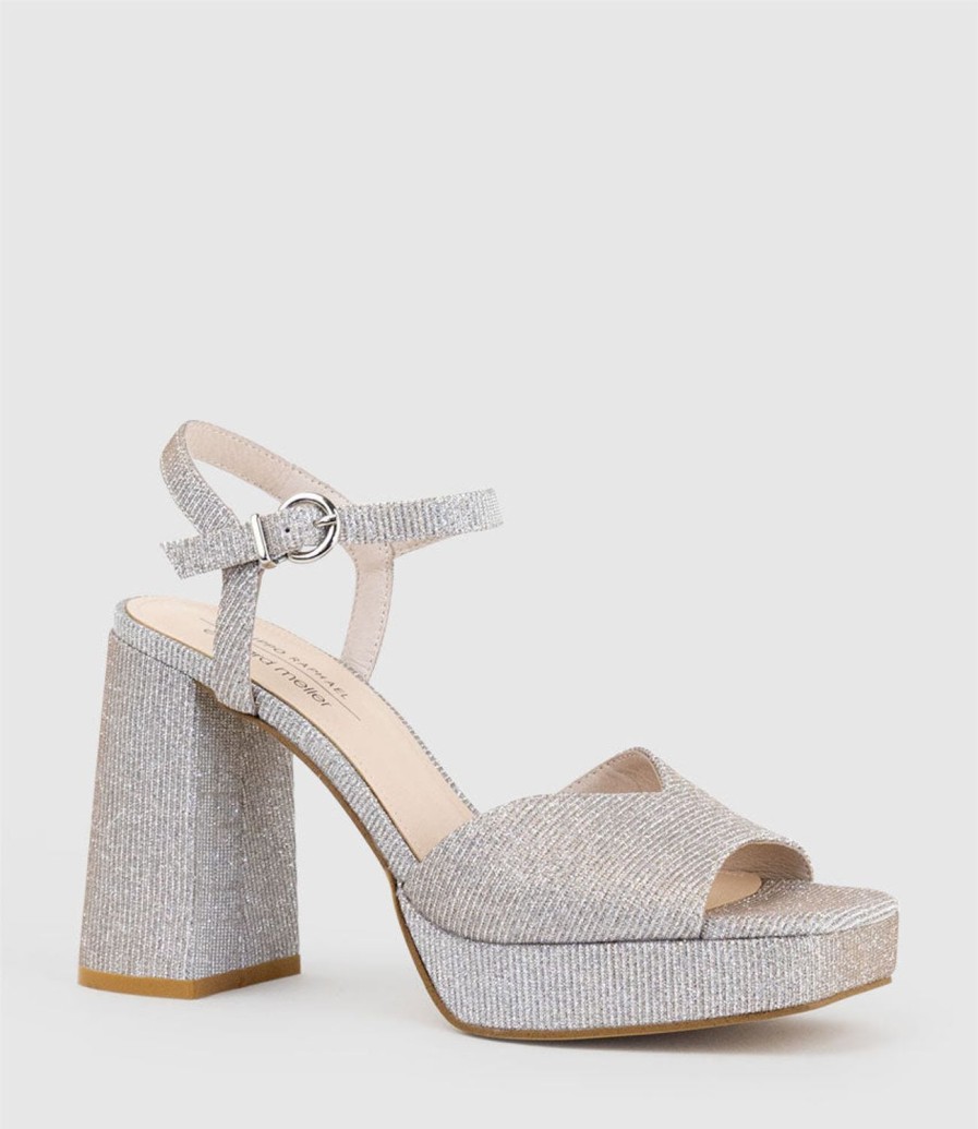 Edward Meller Rhiana95 V Throat Platform Sandal In Silver Ritz Online