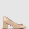 Edward Meller Blythe65 Square Toe Pump With Hardware In Nude Patent Clearance