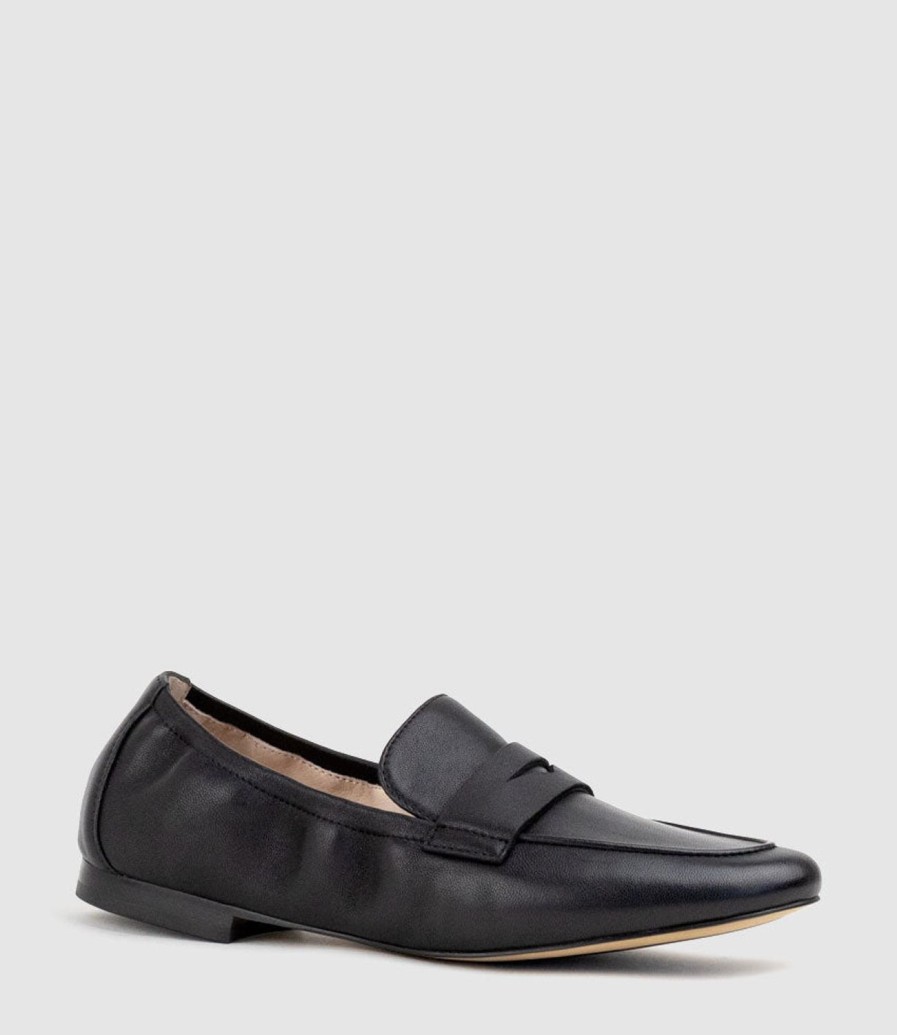 Edward Meller Gulliver Almond Toe Moccasin In Black Hot