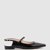 Edward Meller Eugenia Flat Slingback With Strap In Black Croc Hot