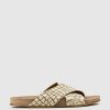 Edward Meller Harriet Crossover Slide On Footbed In Beige Online