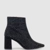 Edward Meller Zephyr75 Ankle Boot With Crystals In Black Suede Hot