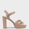 Edward Meller Regent100 Interlocked Detail Platform Sandal In Nude Patent Hot