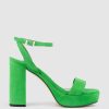 Edward Meller Relia115 Ankle Wrap Platform Sandal In Green Suede Online