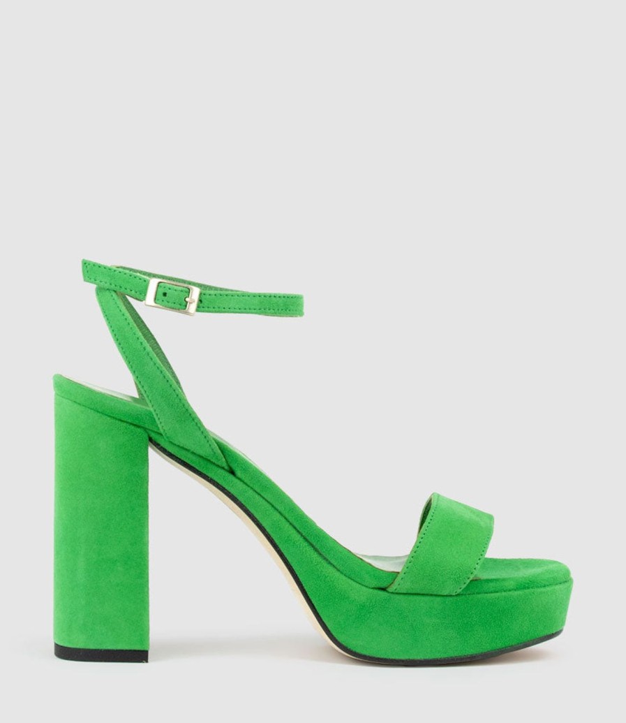 Edward Meller Relia115 Ankle Wrap Platform Sandal In Green Suede Online