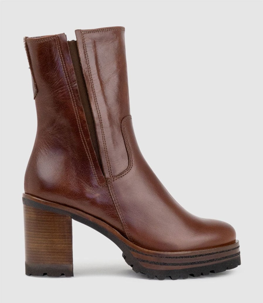 Edward Meller Ulara85 Lug Sole Ankle Boot In Tan Clearance