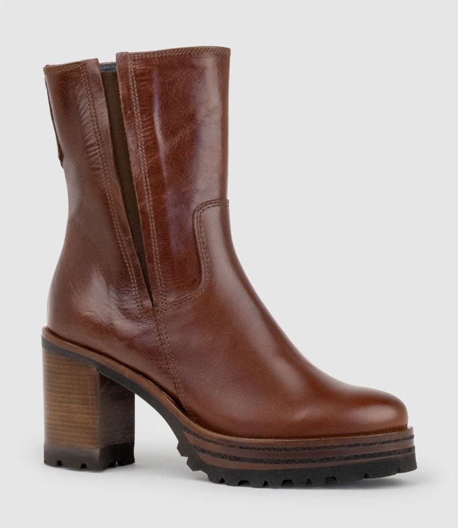 Edward Meller Ulara85 Lug Sole Ankle Boot In Tan Clearance