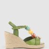 Edward Meller Mille Bauble T Bar High Espadrille In Green Clearance