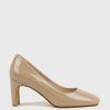 Edward Meller Blair70 Straight Heel Pump In Nude Patent New