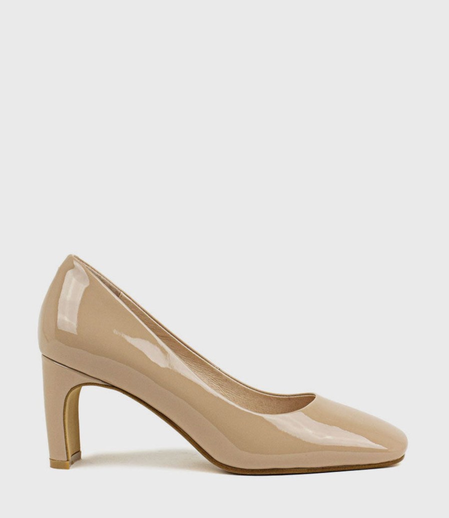 Edward Meller Blair70 Straight Heel Pump In Nude Patent New