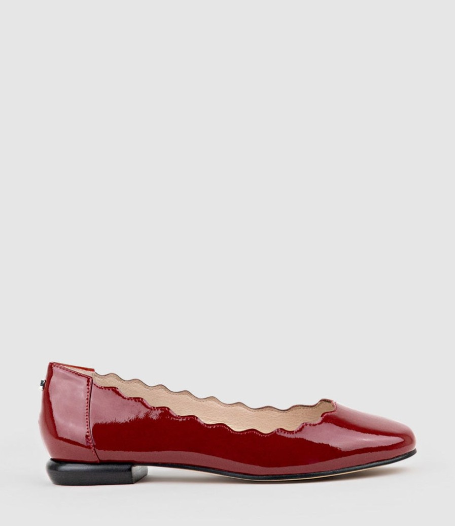 Edward Meller Fara Scalloped Ballet Flat In Ruby Patent Online