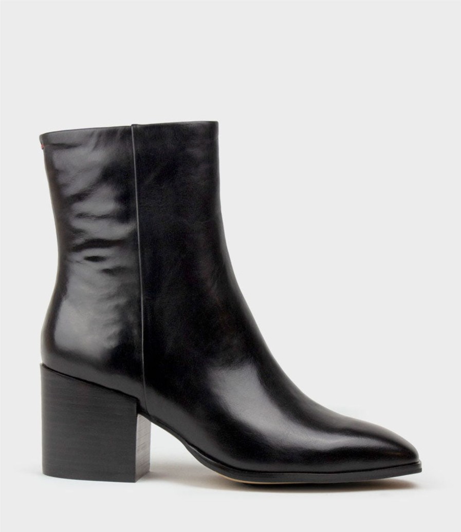 Edward Meller Ziya75 Block Heel Ankle Boot In Black Wholesale