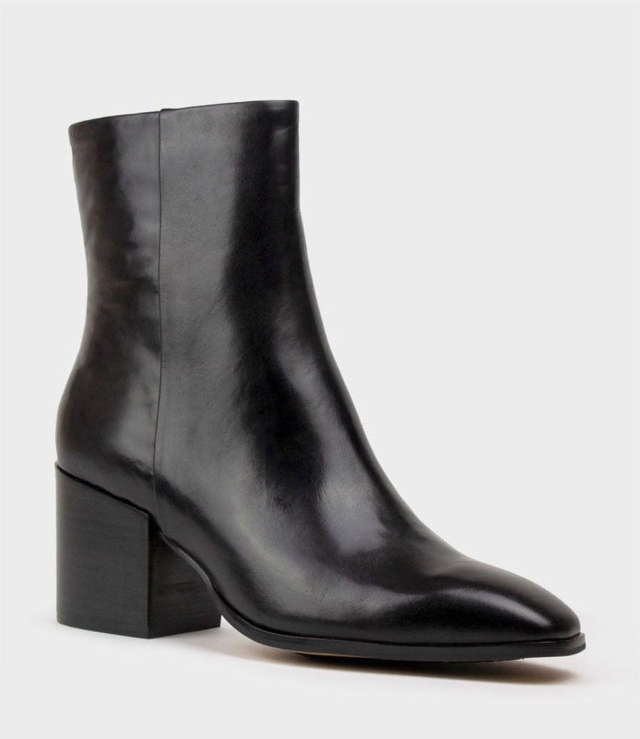 Edward Meller Ziya75 Block Heel Ankle Boot In Black Wholesale