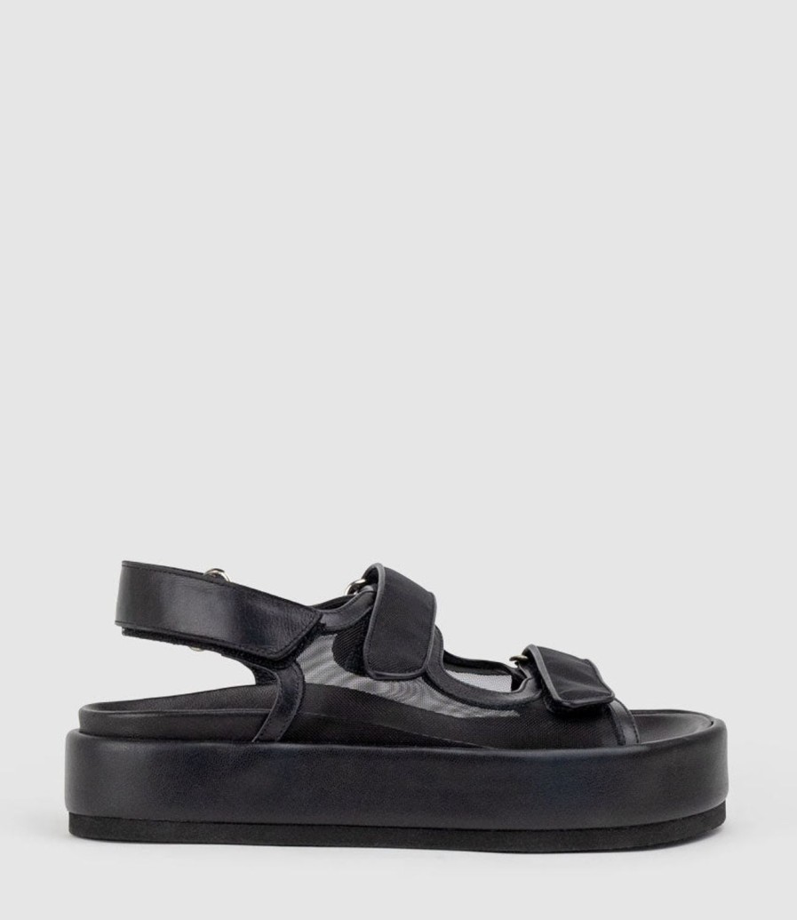 Edward Meller Saskia Mesh Footbed Sandal In Black Clearance