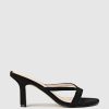 Edward Meller Imani75 Fine Heel Slide In Black Suede Wholesale