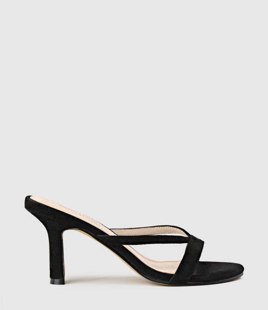 Edward Meller Imani75 Fine Heel Slide In Black Suede Wholesale