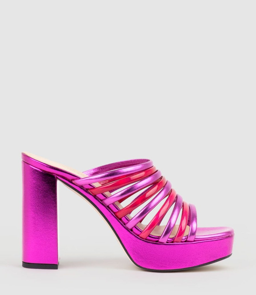 Edward Meller Testra115 Strappy Platform Slide In Fuchsia Online