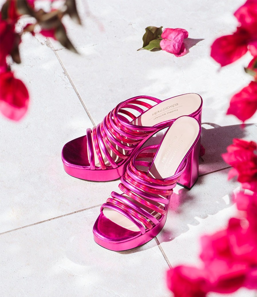 Edward Meller Testra115 Strappy Platform Slide In Fuchsia Online