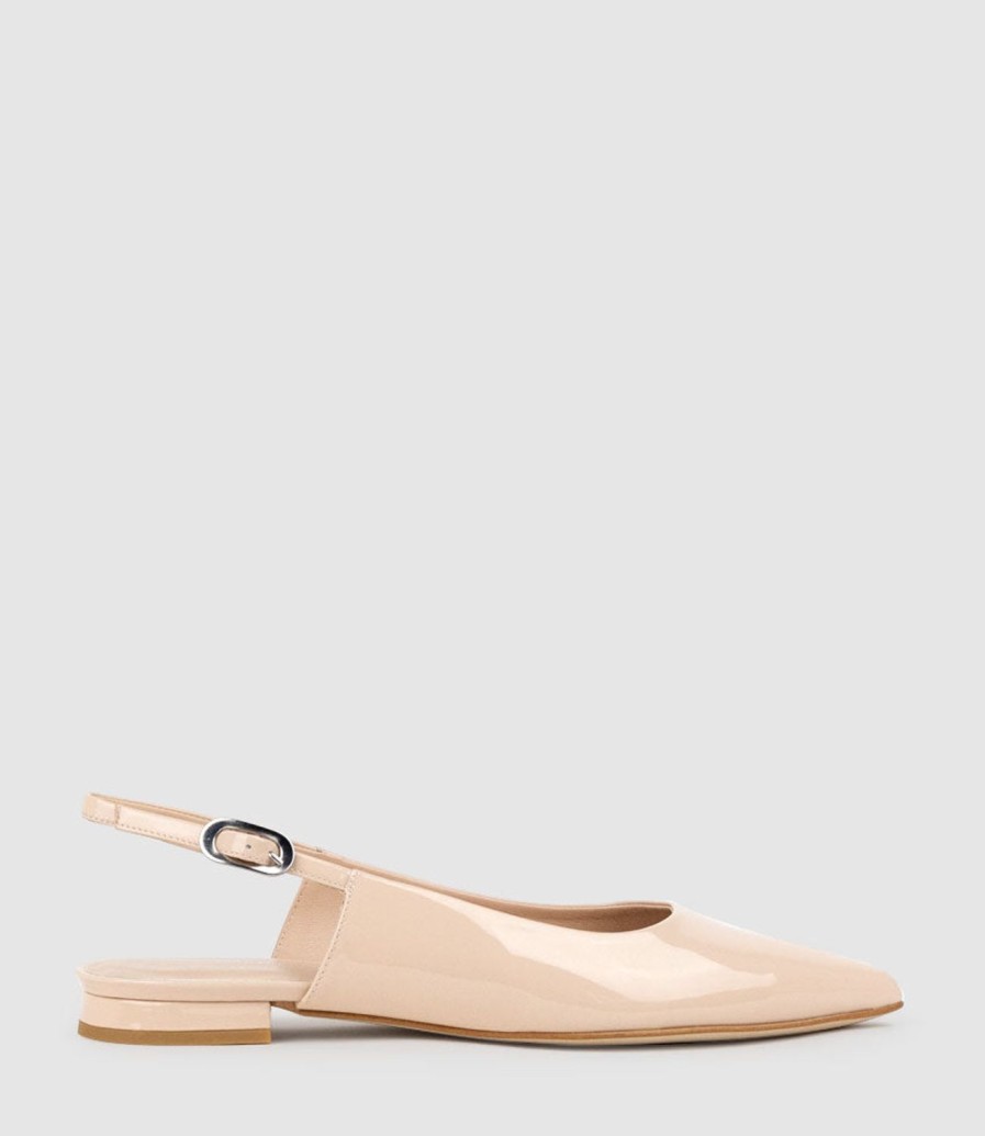 Edward Meller Elise Flat Closed Toe Sling In Nude Patent Hot